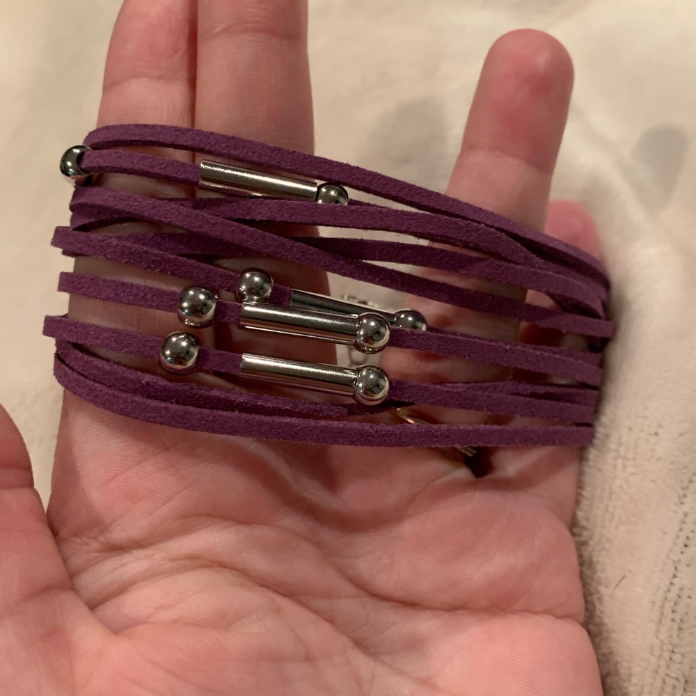 Leather purple bracelet